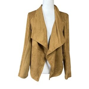 BB Dakota Womens Small Brown Faux Suede Open Front Waterfall Jacket